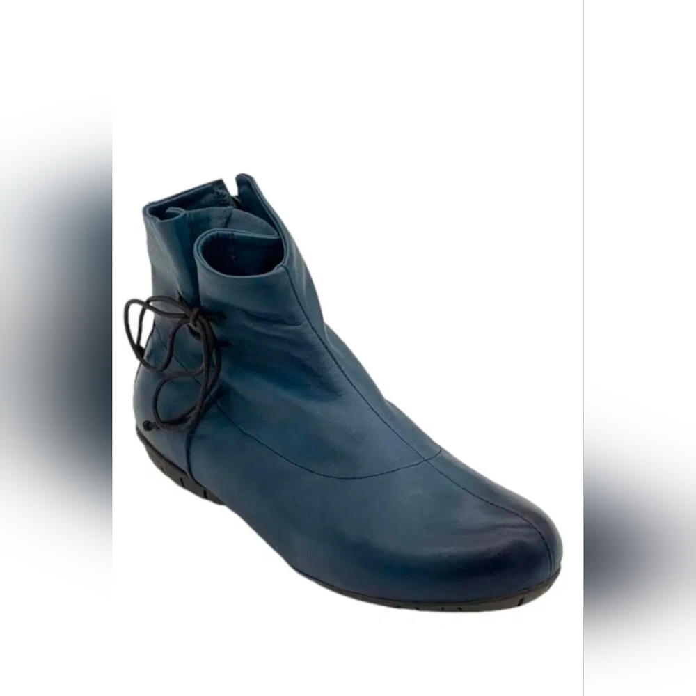 Sergio Tomani Laska Boots Luxury Leather Ankle Inside Zipper Navy Blue Sz 6-6.5.